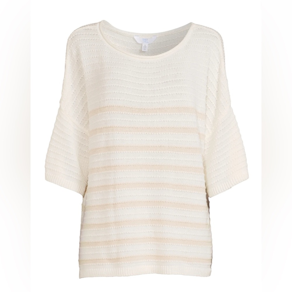 Winter White Stripe Boatneck Sweater for Women! Size XL.